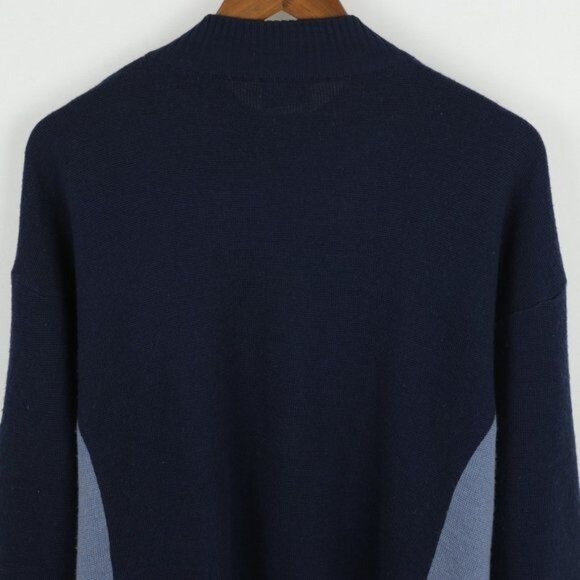 Kavu Men's Medium Blue Wool Blend Tight Knit Full Zip Cardigan Sweater - Picture 4 of 7